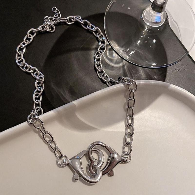 Hip-hop Punk Slitina Srdce Manžety Náhrdelník Módní Šperk na Krk Řetízek na Krk Punkové Srdce Šperky pro Ženy Dívky Muže