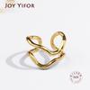 BFCLUB Silver Color Double Irregular Line Geometric Ring Female Simple Fashion French Romantic Charm Jewelry Wholesale