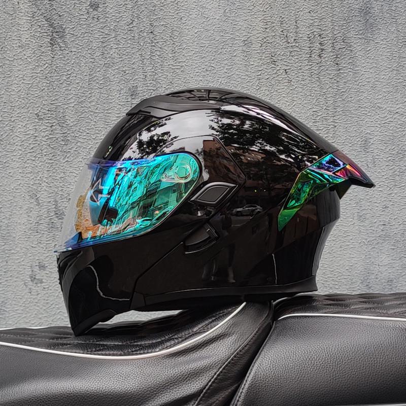 E5GOrz Flip-up Motorcycle Helmet for Men & Women – Full Face, All-Season with Bluetooth Slot, Big Tail Wing, 3C Certified