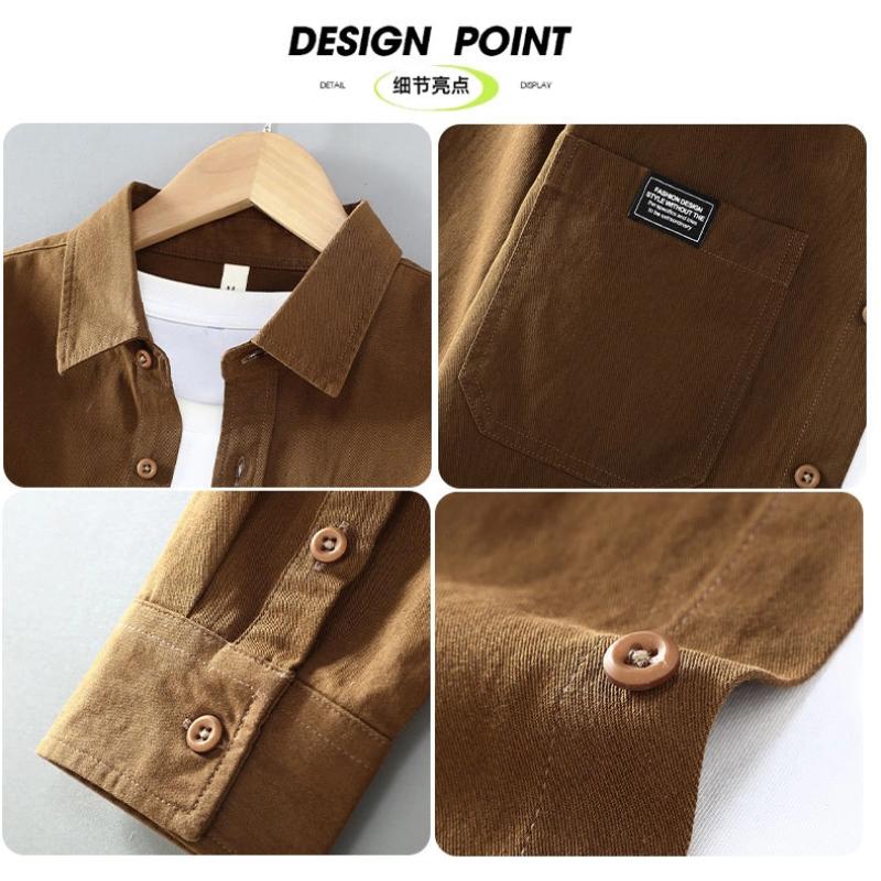 American Retro Style Cargo Long Sleeve Shirt Men Spring Fall Pure Cotton Casual Shirts Double Pocket Square Shirt Fashion Thin Jacket Men