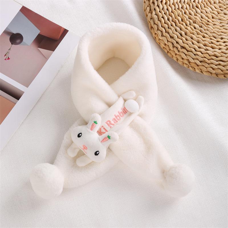 Toddler Christmas Red Scarf - Cute Cartoon Bear, Plush Imitation Rabbit Fur, Thick & Warm Neck Warmer