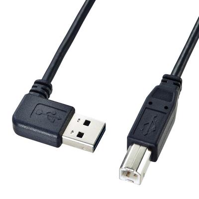 SANWA SUPPLY Reversible USB Cable L-Shaped (A-B Standard), 1m, Black, KU-RL1