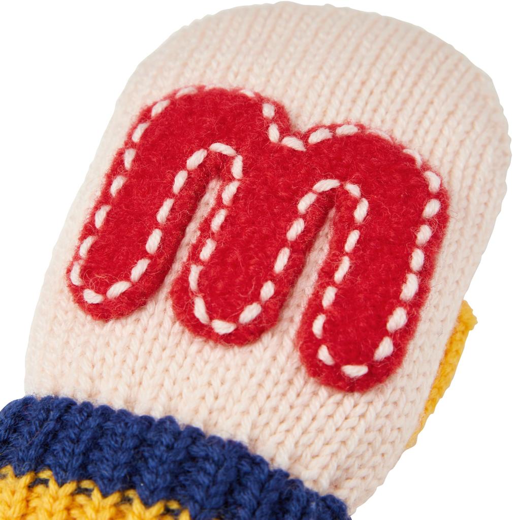 MIKI HOUSE Knitted Mittens with Solid for Boys and Size M Drawstring, Logo, Color, Girls, Baby, Kids, Children's Clothing, (3-5 Years), Multicolor,