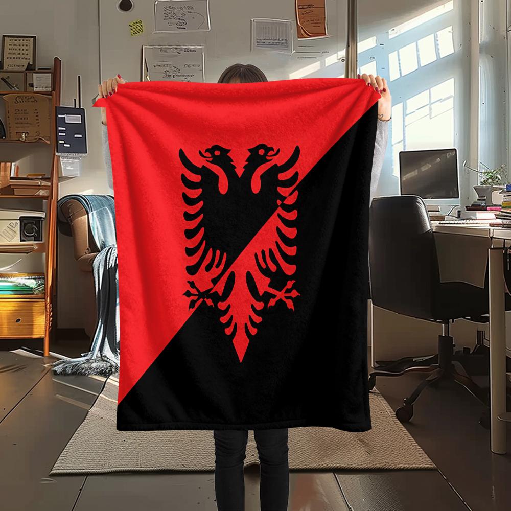 1PC Republic of Albania Print Flannel Blanket, High Quality All Seasons, Home Decor, Warmth and Comfort, Perfect for Christmas Gifts