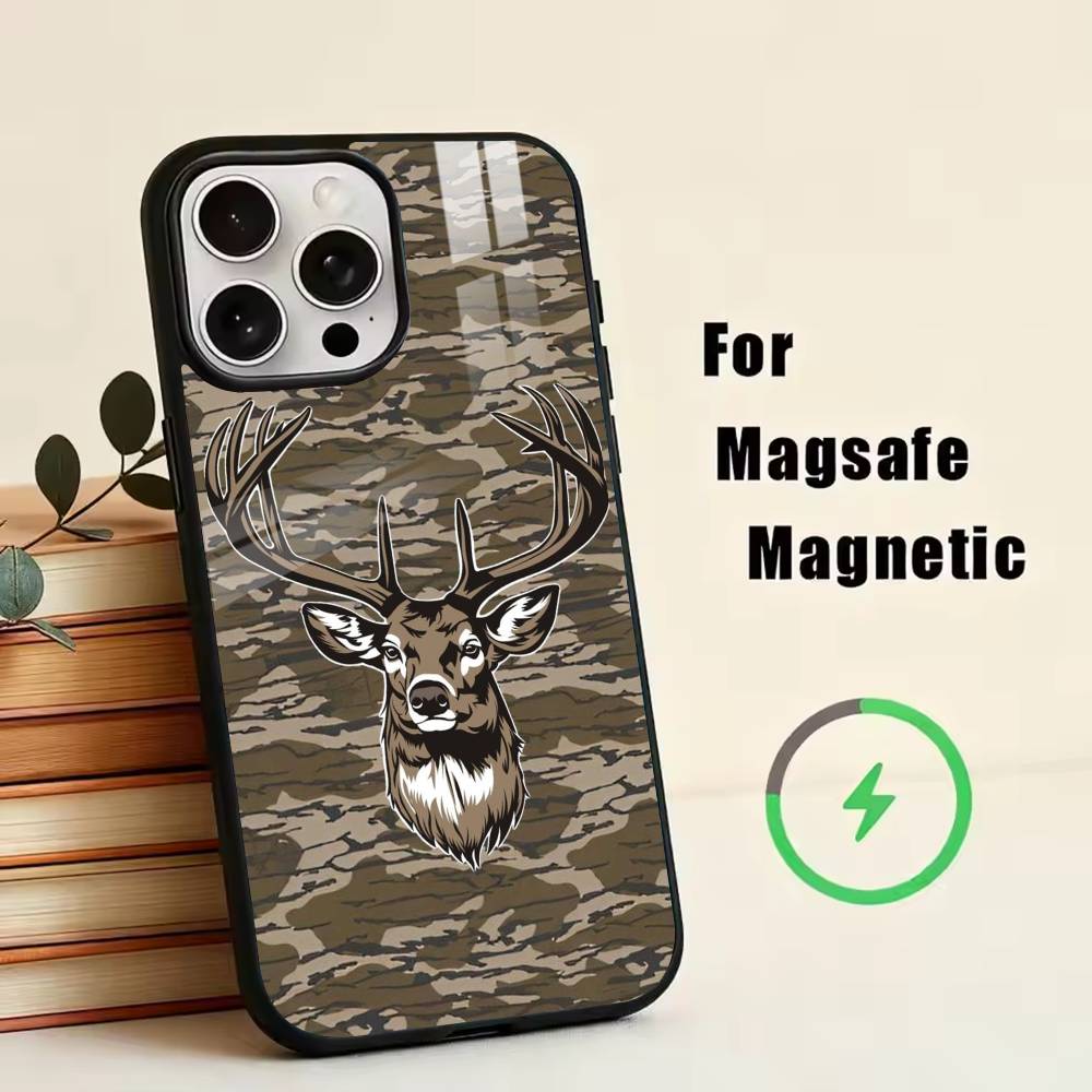 

Deer Hunting Camo Phone Case For iPhone17,16,15,14,13,12,11 Plus,Pro Magnetic with Magsafe Wireless Charging iPhone15PRO