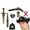 Pirate Captain Costume Set: Halloween Props, Toys & Cosplay Gear with Eye Patch, Hat, Gun, Sword & Hook for Kids and Adults