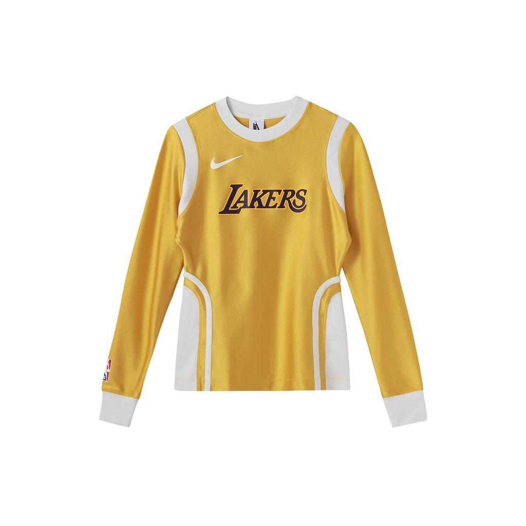 Nike X Ambush NBA Lakers Letter Print Splice Pullover Crew Neck Sweatshirt Women Tops Gold DB9568-723