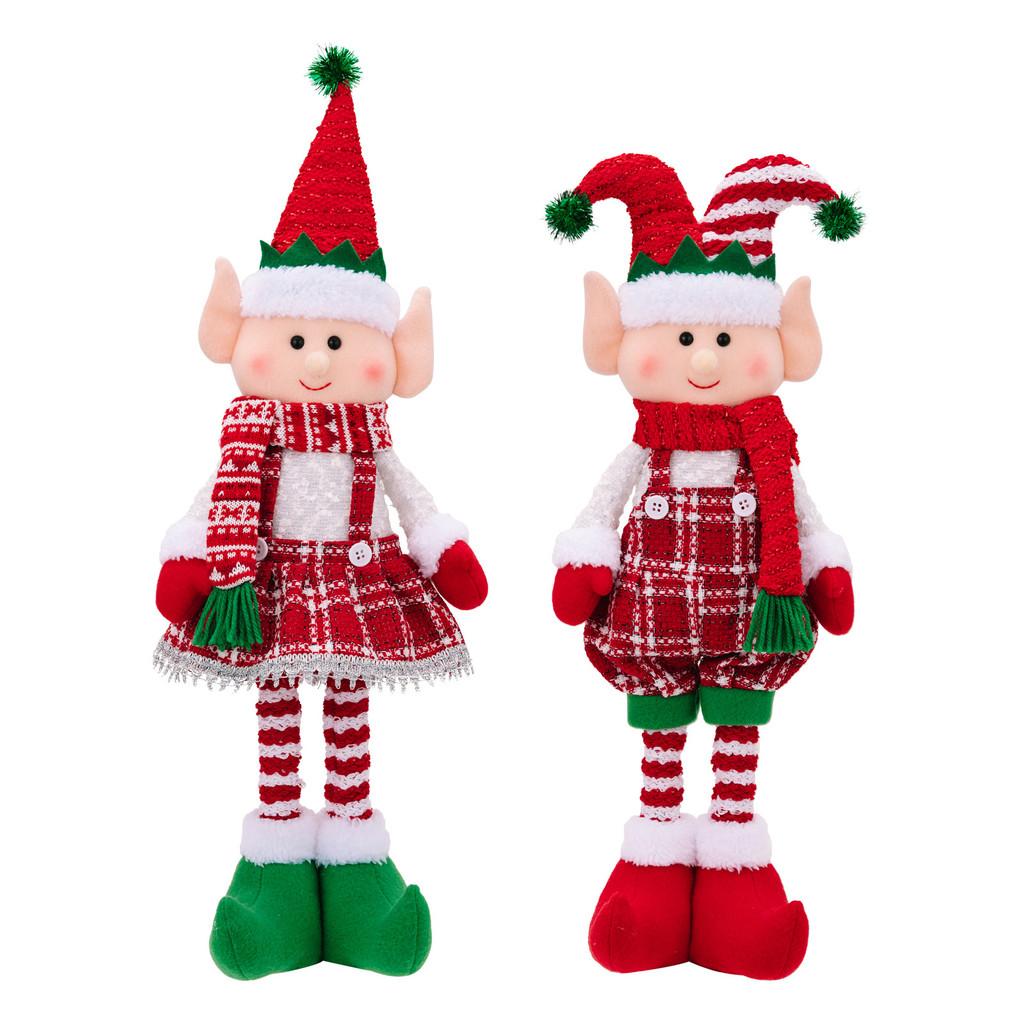 Charming Christmas Stretchable Elf Figurine In Vibrant Red And Colors Green