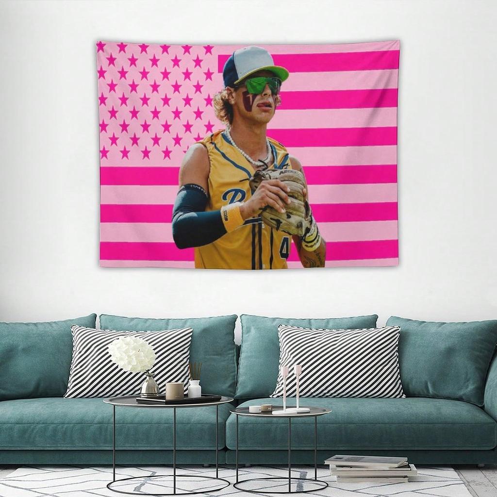 1pc Savannah Bananas Baseball Player Tapestry American Flag Wall Hanging Polyester 2D Print Sport Aesthetic Decor for Bedroom