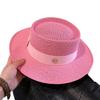 French Hepburn Style Flat Top Straw Hat Women's Spring Summer Sunshade Sun Protection Seaside Vacation Photo Versatile Wide Brim Sun Hat