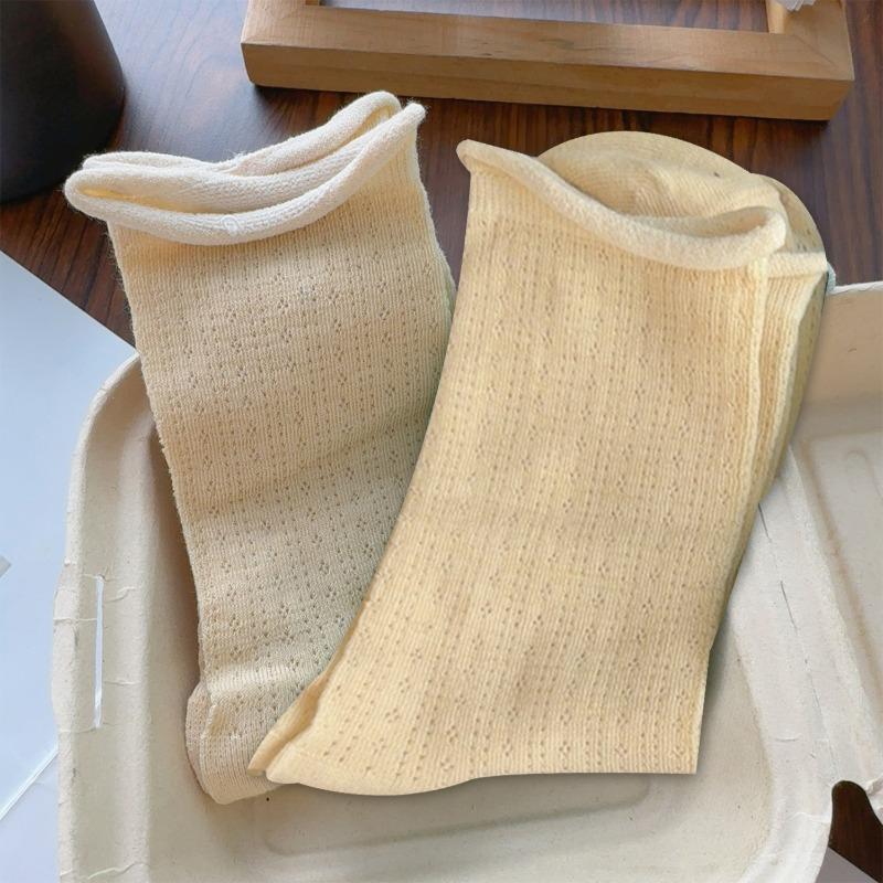 2026 Summer Sweet Socks for Women Thin Candy Color Hollow Out Loose Socks for Women Girls Korean Fashion Mid-tube Pile Sockings