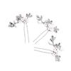 U Shape Hairpin for Women White Flower Decor Handmade Alloy Hairpin for Women Long & Thick Hair