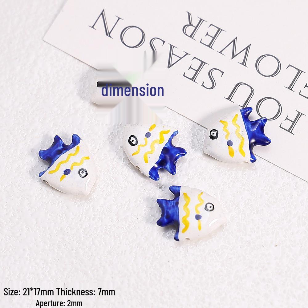 Hand-Painted Ocean Ceramic Beads: Tropical Fish, Starfish, and Seashell Shapes for DIY Jewelry