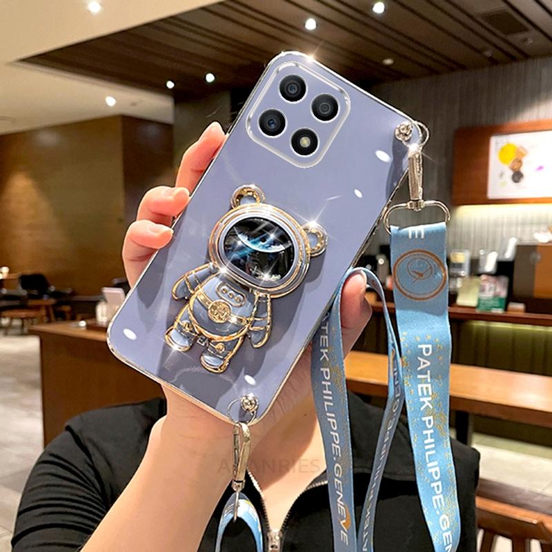 Honorx8 Umhängeband Vergoldetes Etui Für Huawei Honor X8 X8a X6 X6a X6s 4g 5g 70 90 Lite X7 X7a Silikon Ständer Hülle Honorx8a