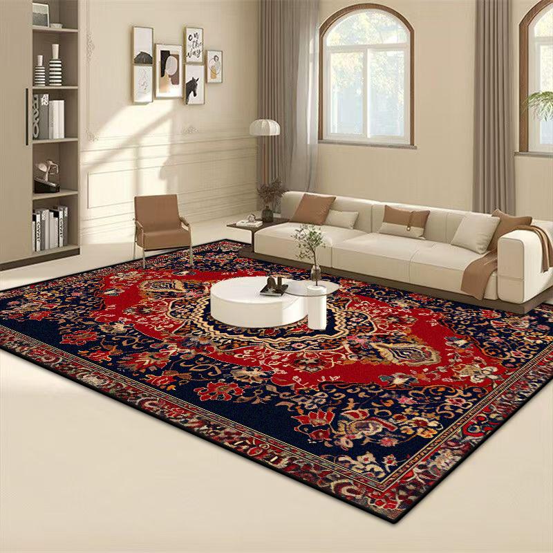 Persian Style Antiskid Large Area Carpet Living Room Luxury Cloakroom Decoration Rug Soft Easy Cleaning Sofa Table Mat Flannel