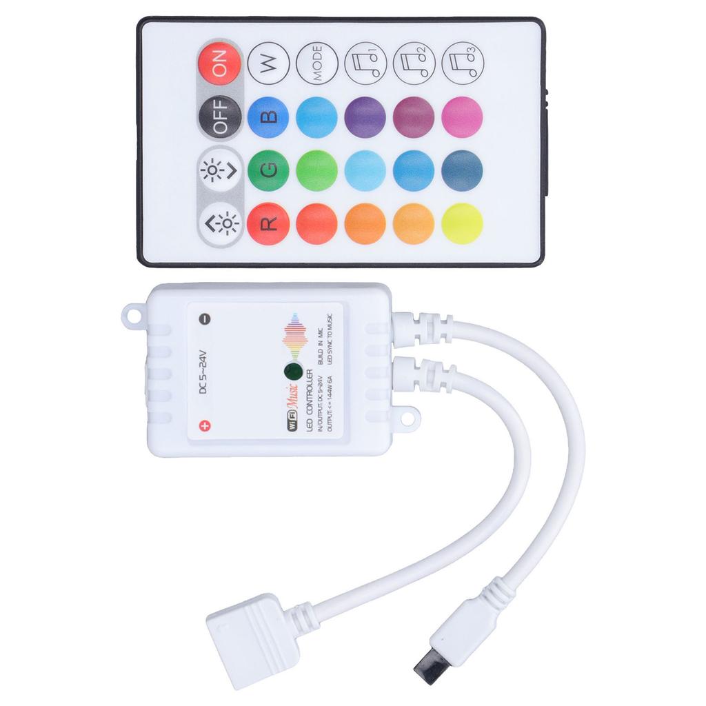 24 Keys Smart LED Remote Control RGB Wireless Controller 16 Colors 4 Light Patterns DC 5V‑24V for Tuya4 Way