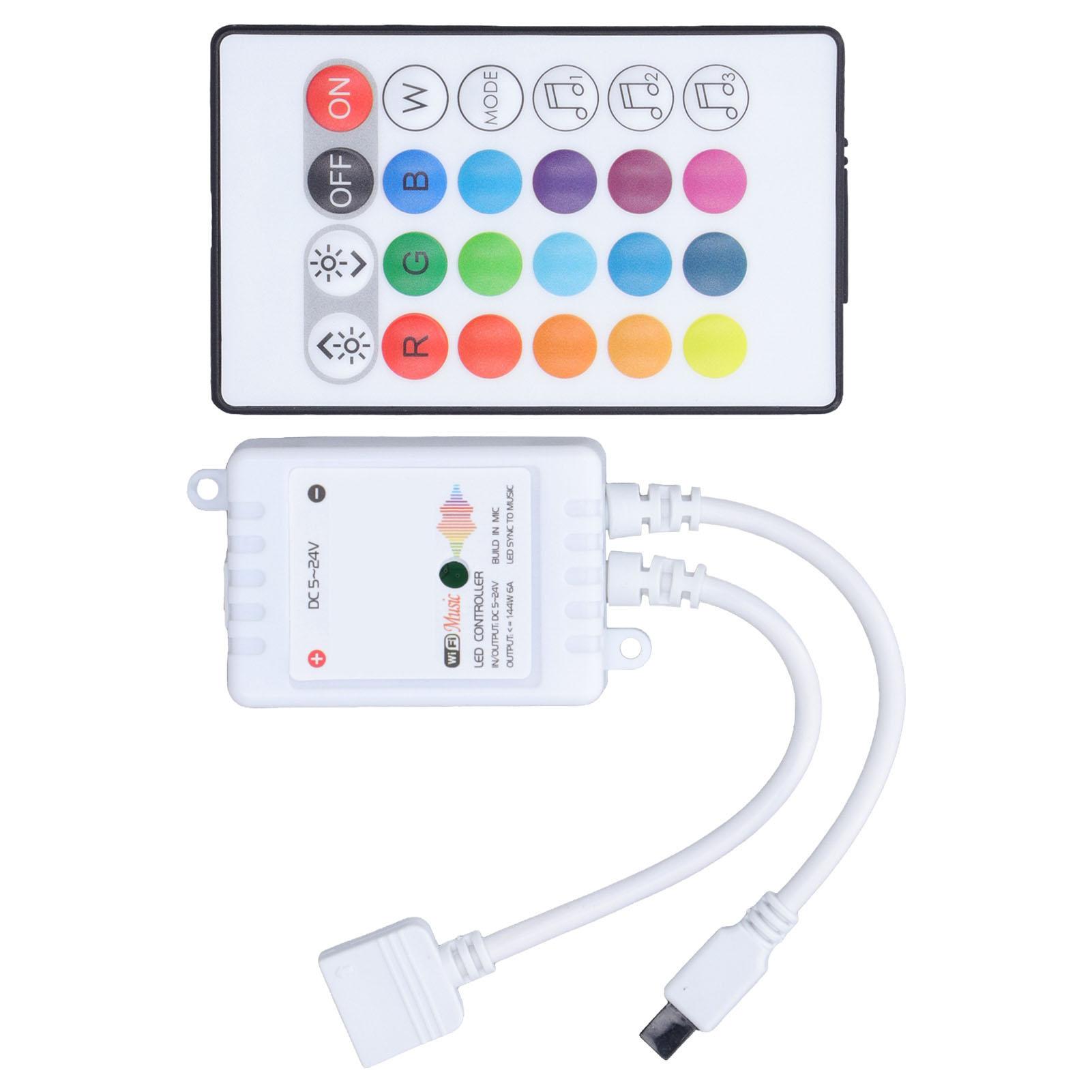 

24 Keys Smart LED Remote Control RGB Wireless Controller 16 Colors 4 Light Patterns DC 5V‑24V for Tuya4 Way