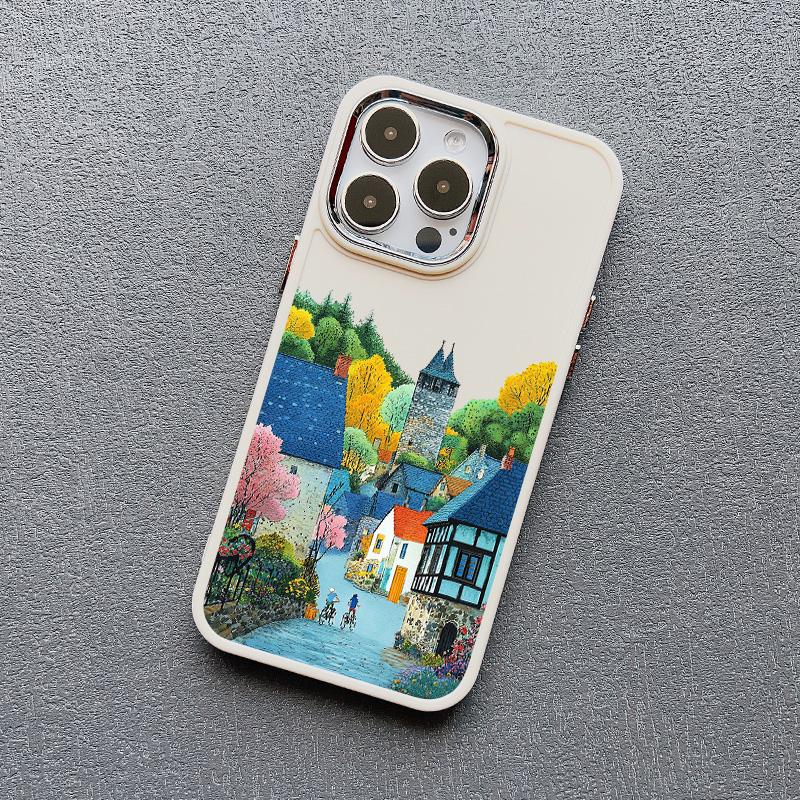 Picturesque Landscape Town Silicone Phone Case For iPhone 16 15 14 Pro Max Plus 11 12 13 Pro Max 7 8 Plus SE2 XS X XR Back Cover
