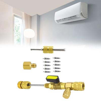 Valve Cores Copper Nut Valve Core Removal Tool R410 R32 Brass Adapter Remover Installation Air Conditioner Repair Tool