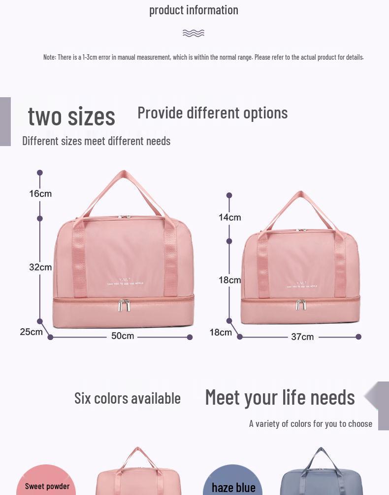 Large-Capacity Yoga Fitness Shoulder Bag with Wet/Dry Separation