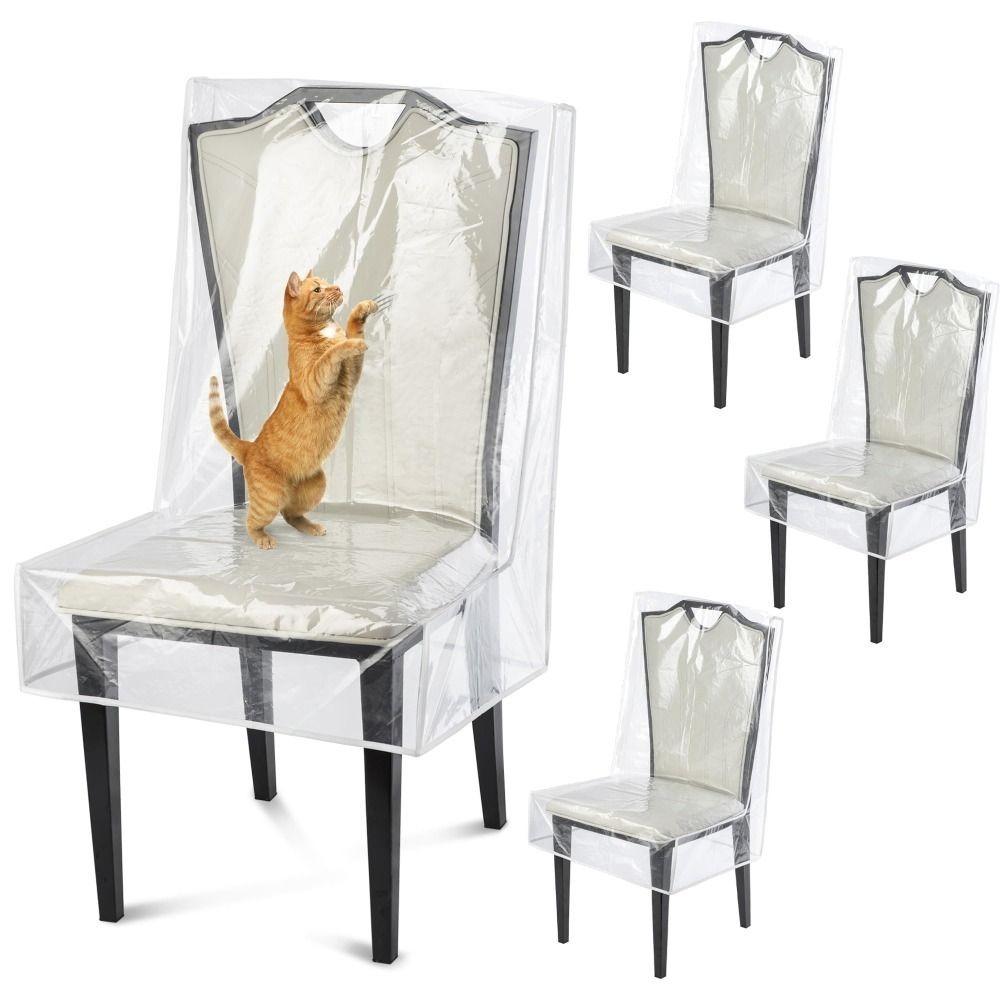 

Чехлы для обеденных стульев из ПВХ, устойчивые к пятнам, когтям домашних животных, прозрачные защитные накладки на сиденье, водонепроницаемые, маслостойкие, защитные чехлы для кухонных стульев белый