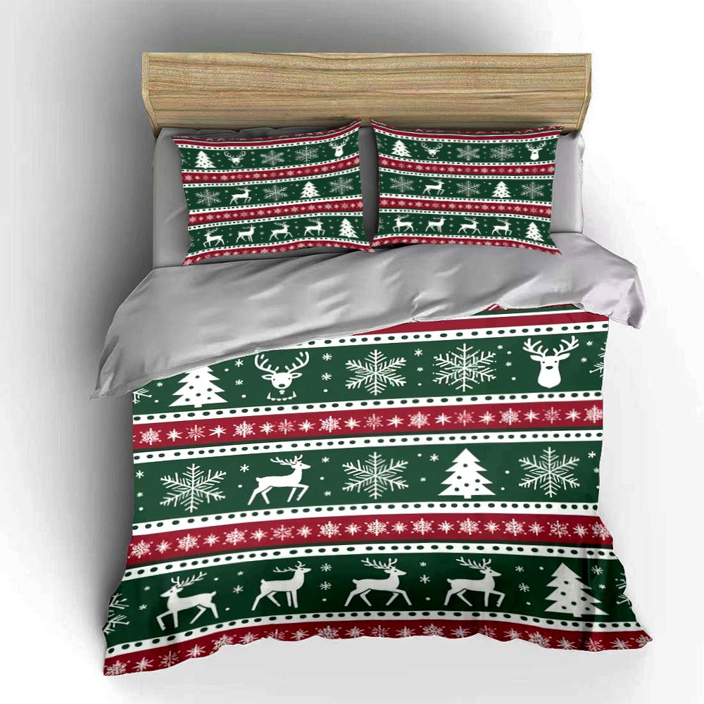Christmas Reindeer Snowflakes Bedding Set Bedding set (1 duvet cover, 2 pillowcases, duvet not included)