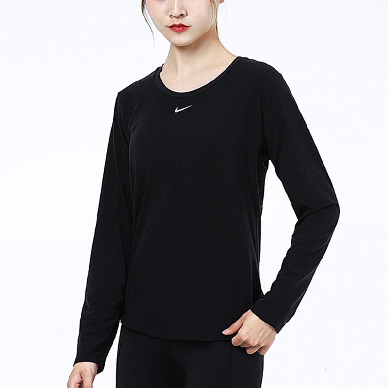 Nike Solid Color Training Breathable Long Sleeve T-Shirt Women Tops Black DD0621-010