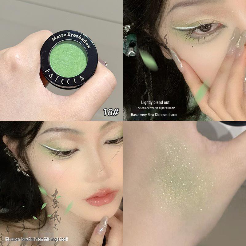 Fei Xi Single Color Eyeshadow & Highlighter Palette for Under Eyes, Inner Corners, & Face - Matte Blue, Green, Black, White.