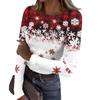 Women's  And Winter Slim Bottom T-shirt Fashion Casual Christmas Printed Round Neck Pullover Long Sleeve Top