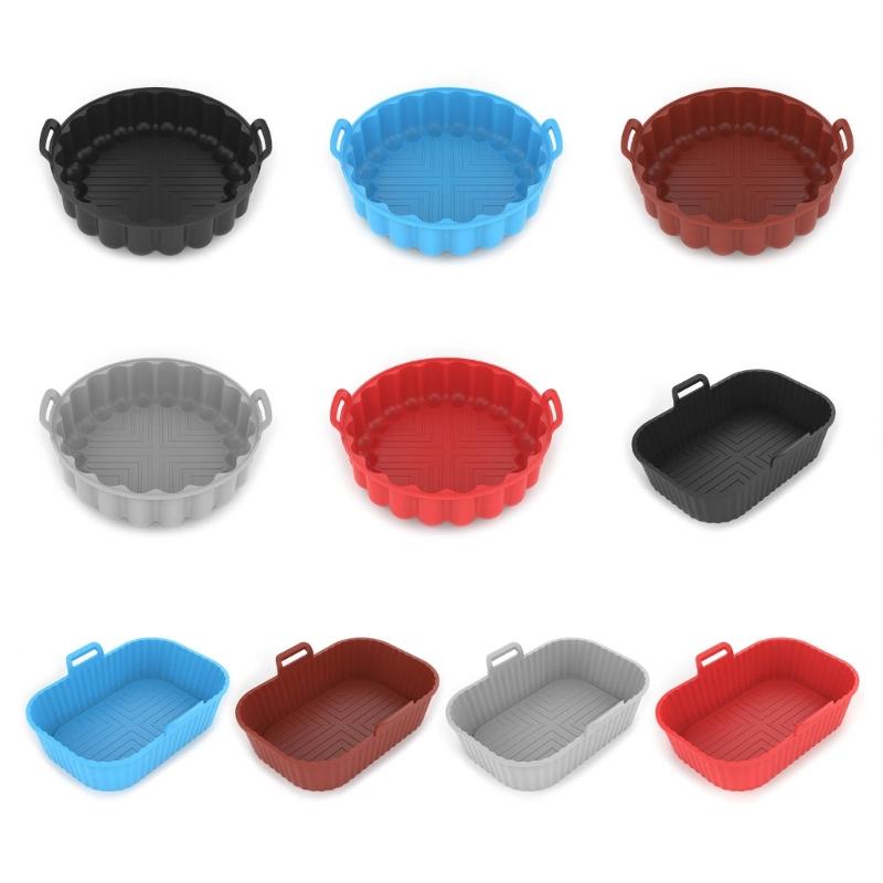 Rectangular/Round Air Fryer Pad NonStick Silicone Mat Reusable Air Fryer Accessories Silicone Material for Air Fryer