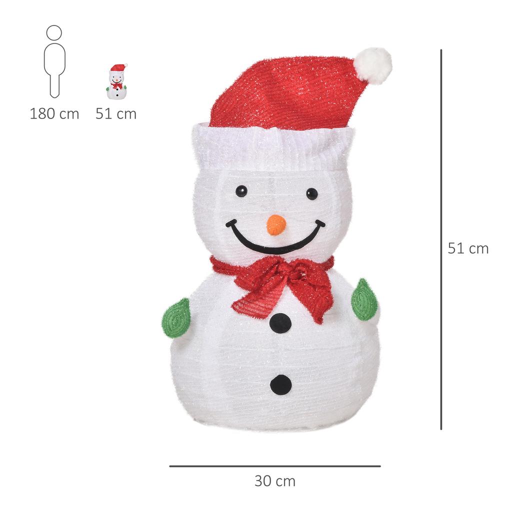 Christmas Decoration Snowman Outdoor. Christmas Decoration Christmas Light, Incl. LEDs, 30 Cm X 30 Cm X 51 Cm, Red+white