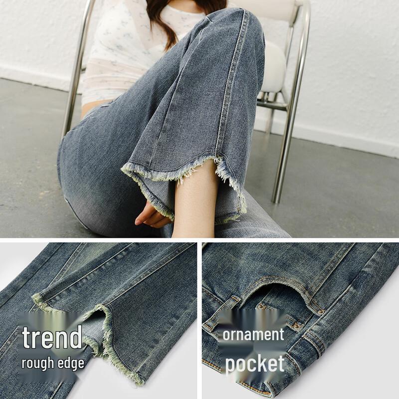 Semir Women's Split Raw Hem Flare Jeans