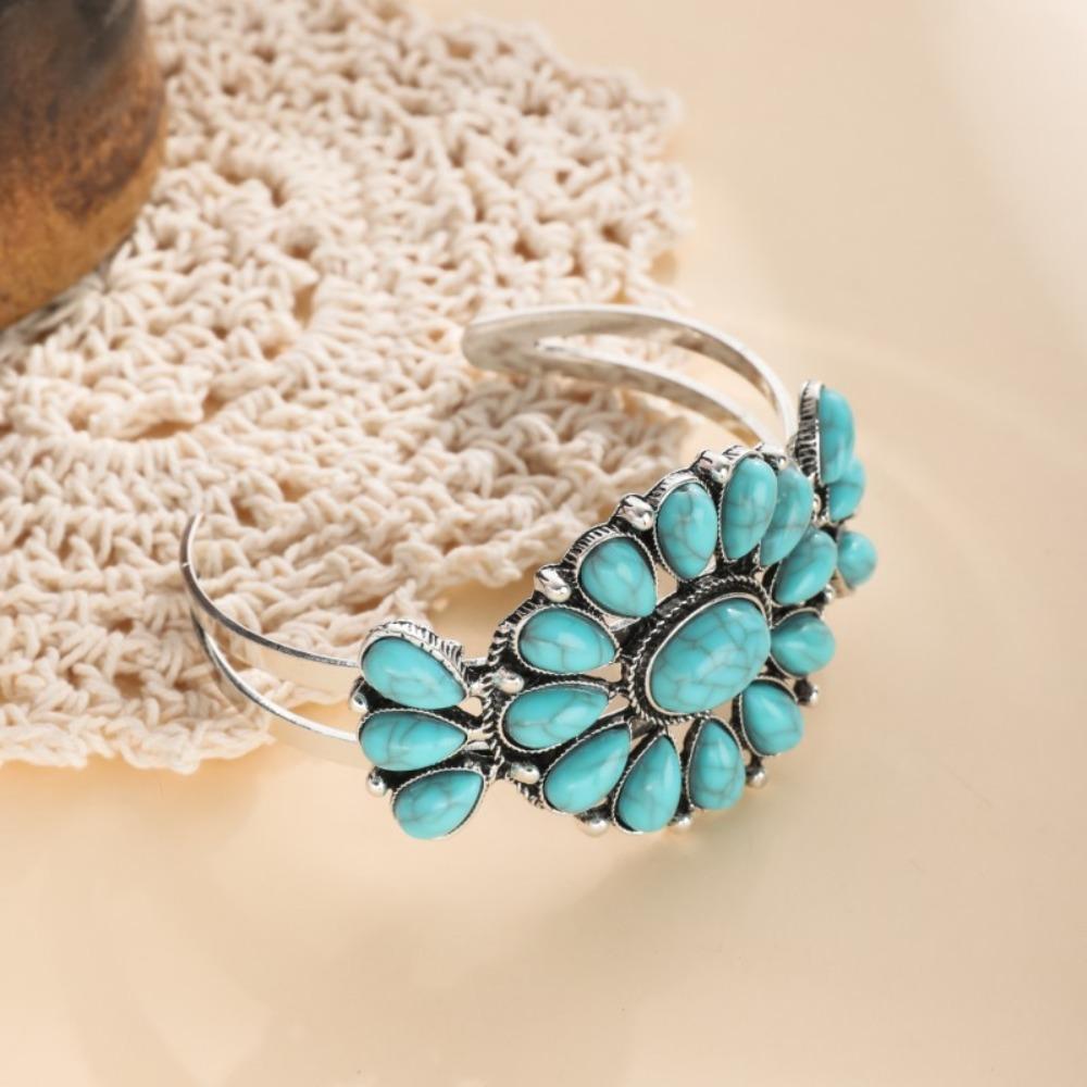 European, American Bohemian Retro Ethnic Style Turquoise Bracelet Women s Personalized Flower Bracelet