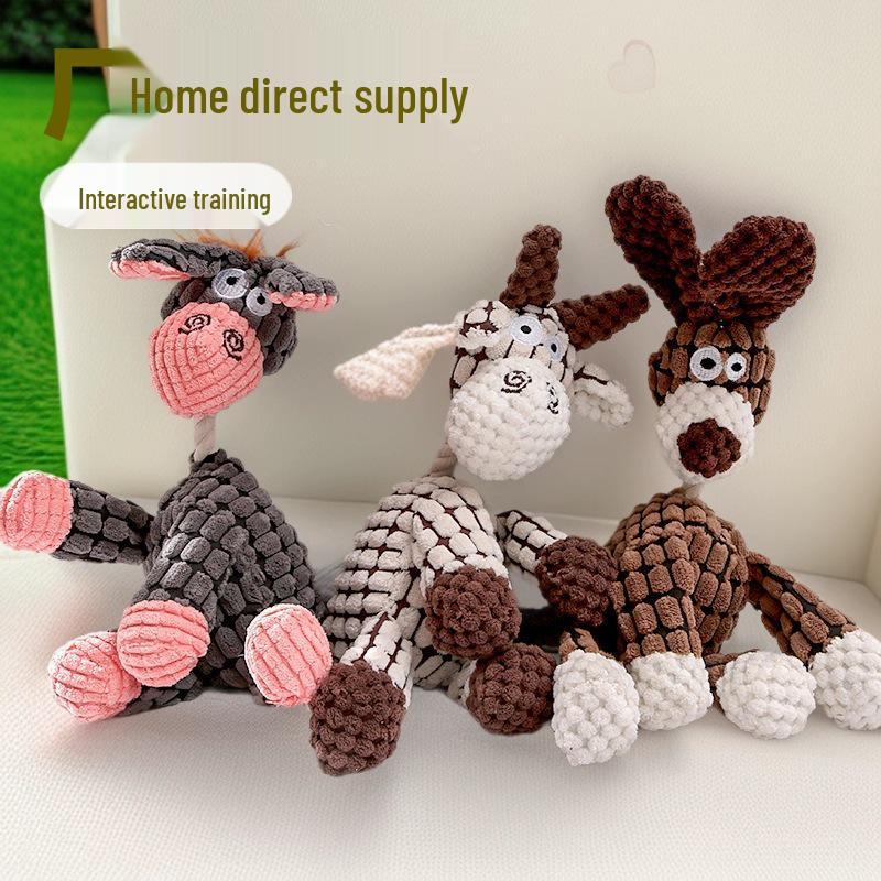 Plush Teething Toy: Donkey-shaped Interactive Sound Toy for Dogs and Puppies