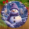 Adorable Snowman Christmas Wooden Sign, Warm Winter Round Christmas Ornament for Front Door Wall Hanging Decor, Ideal Christmas Gift