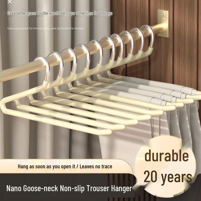 Non-slip Stainless Steel Goose-shaped Trouser Hanger with Pant Clips