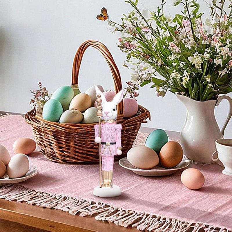 Osterhasen-Figur Schreibtisch-Osterhase Statue Mit Zepter Harz Hase Tier Skulptur Frühling Kreative Tischdekorationen