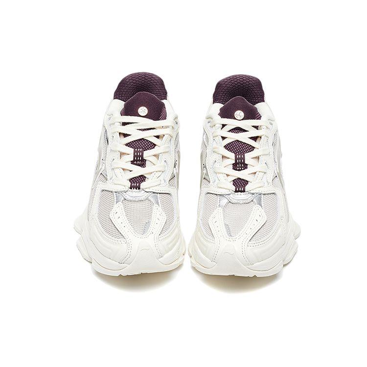 LiNing Leather Shock Absorbing Non-Slip Wear-Resistant Low-Top Running Shoes Women Sneaker Off-White ALFR144-1