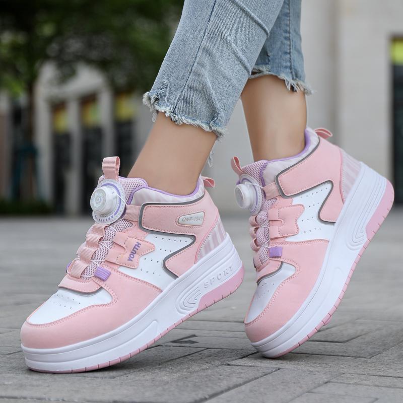 31-42 Boys Roller Skates Shoes Removable Flat Shoes Girls Roller Skates Sneakers for Kids