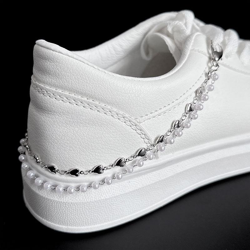 New Multifunctional Fashion Shoe Chain Personality All-match Star Love Pearl Double-layer Shoe Chain Punk Hip-hop Trend Accessories