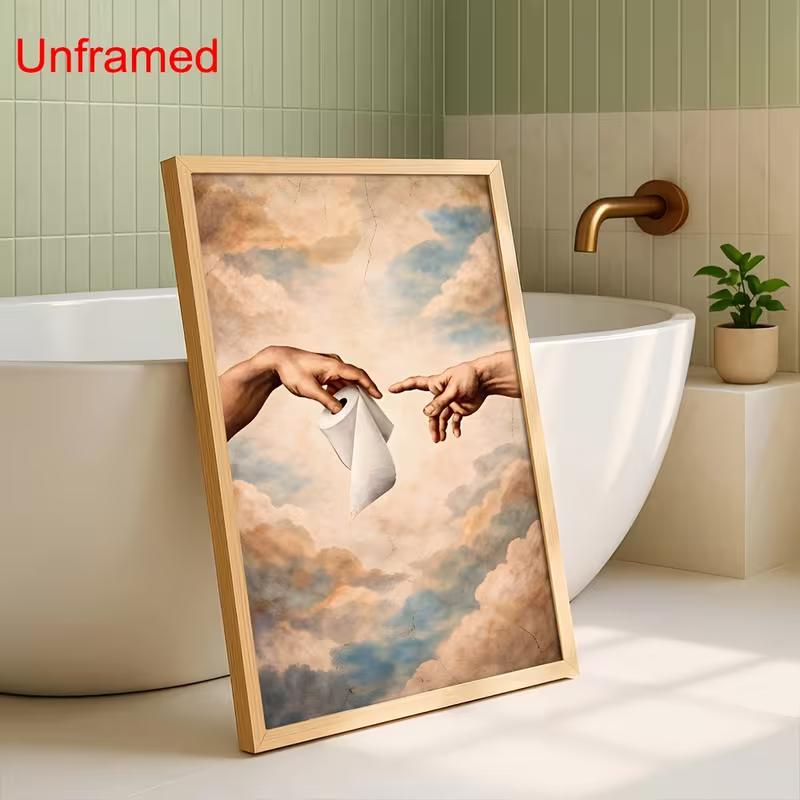 Funny Adam Suitable for Restroom Vertical Poster - Modern Minimalist Retro Bathroom Wall Art Print, Humorous Toilet Paper Decor for, Living Room