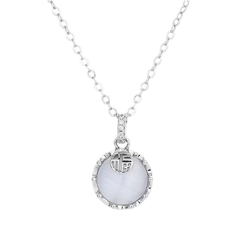 Nationale Mode Fuzi Weiß Chopin Halskette für Damen Leichter Luxus Nische High-End Design Schlüsselbeinkette