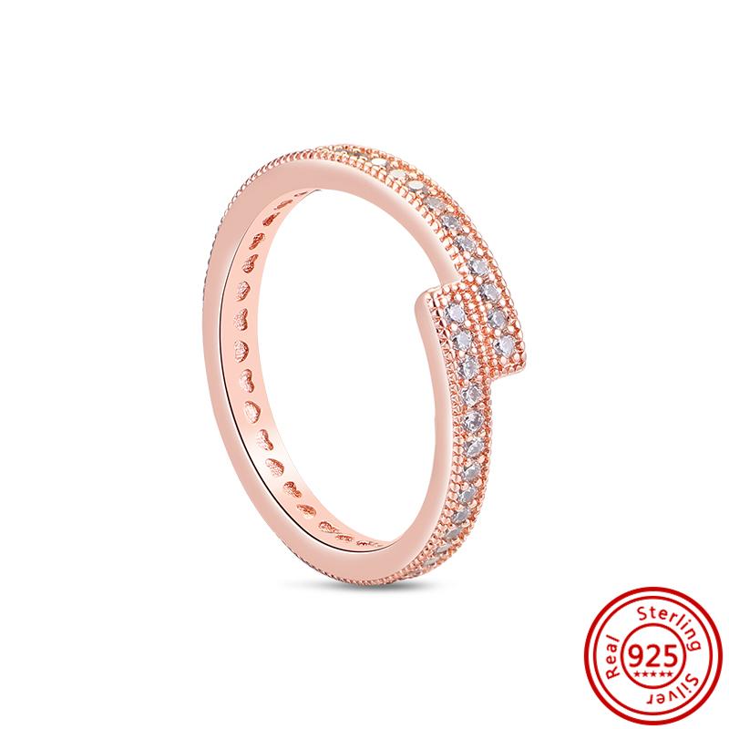 925 Sterling Silver Rings for Women Original Infinity Love Heart Engagement Wedding Ring Rose Gold Zircon Luxury Jewelry Gift