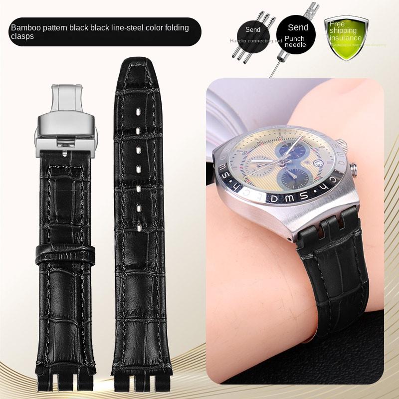 For swatch YCS YAS YGS series watch band 17mm 19mm genuine leather Wrist Strap Women men watch strap belt bracelet accessories
