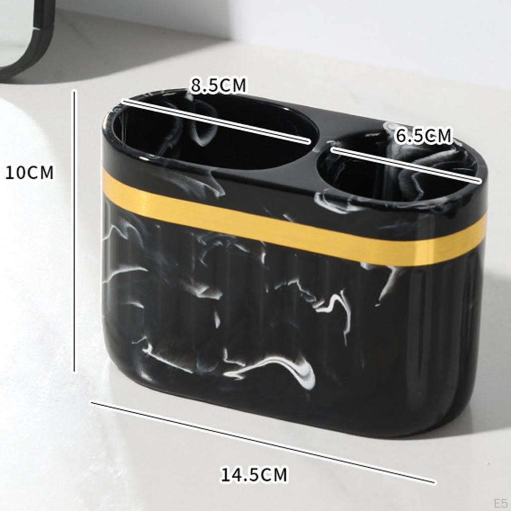 Toothbrush Holder Bathroom Storage 2 Compartment Vanity Organizer Versatile Resin for