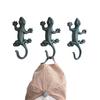 Vintage Cast Iron Wall Hook Gecko Shaped Cloth Hook Cabinet Knobs Wall-mounted Antique Decorative Garden Hook Wall Decoration