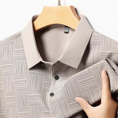 Üst Düzey Yazlık Kısa Kollu Orta Yaş Rahat İş Yakalı Erkek Popüler Kırışıklık Karşıtı Nefes Alabilir Moda Polo Tişört