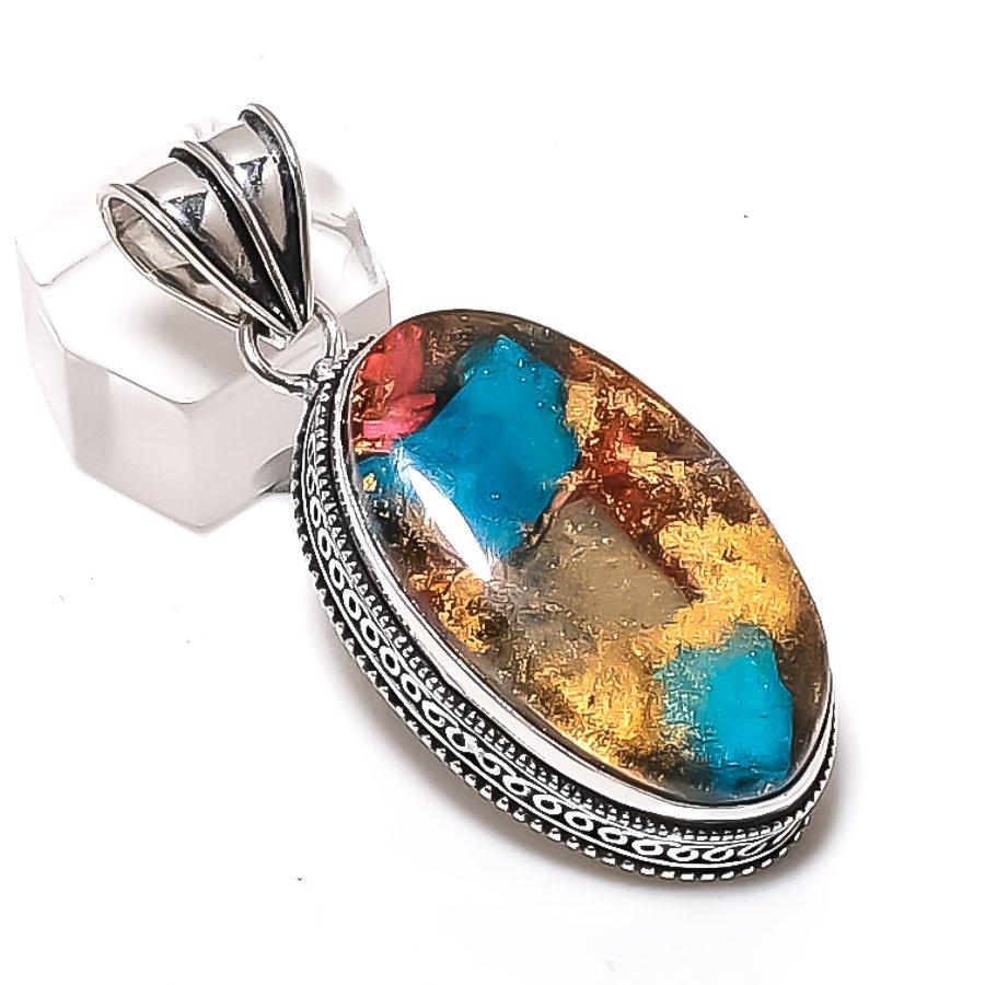 

Spiny Oyster Gemstone 925 Sterling Silver Jewelry Pendant 2.17