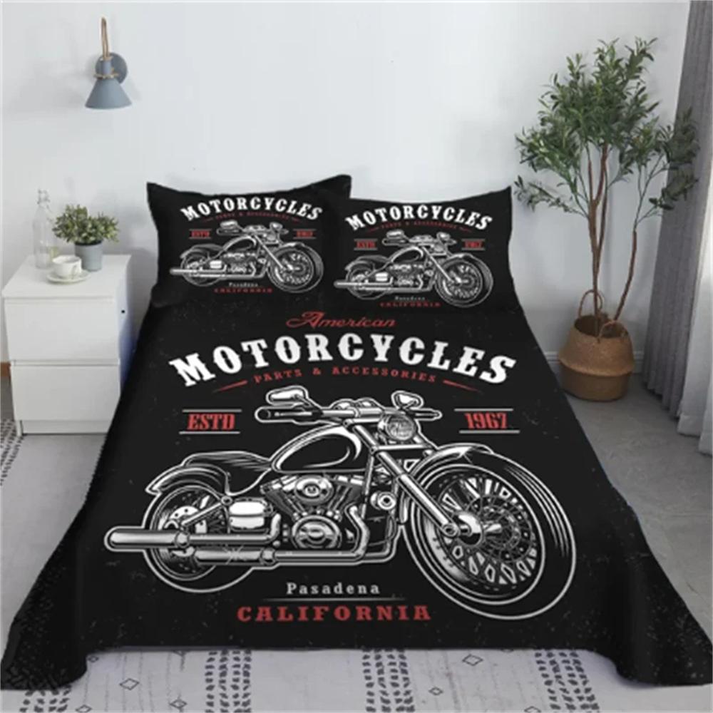 Cooles Motorrad Sport Bettwäsche Set 3D Gedruckt Motorradfahrer Polyester Bett Laken Bettbezug Mit Kissenbezug Bettwäsche
