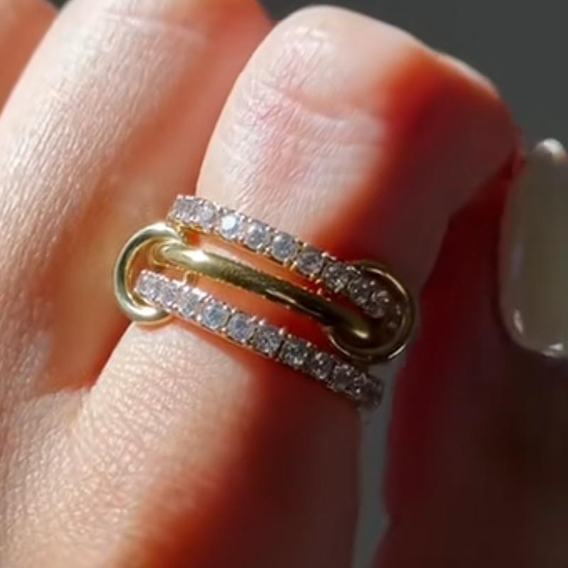 

3pcs/set Stackable Rings For Women Men Stainless Steel Gold Color CZ Zircon Hip Hop Designer Style Fashion Zircon Wholesale 7